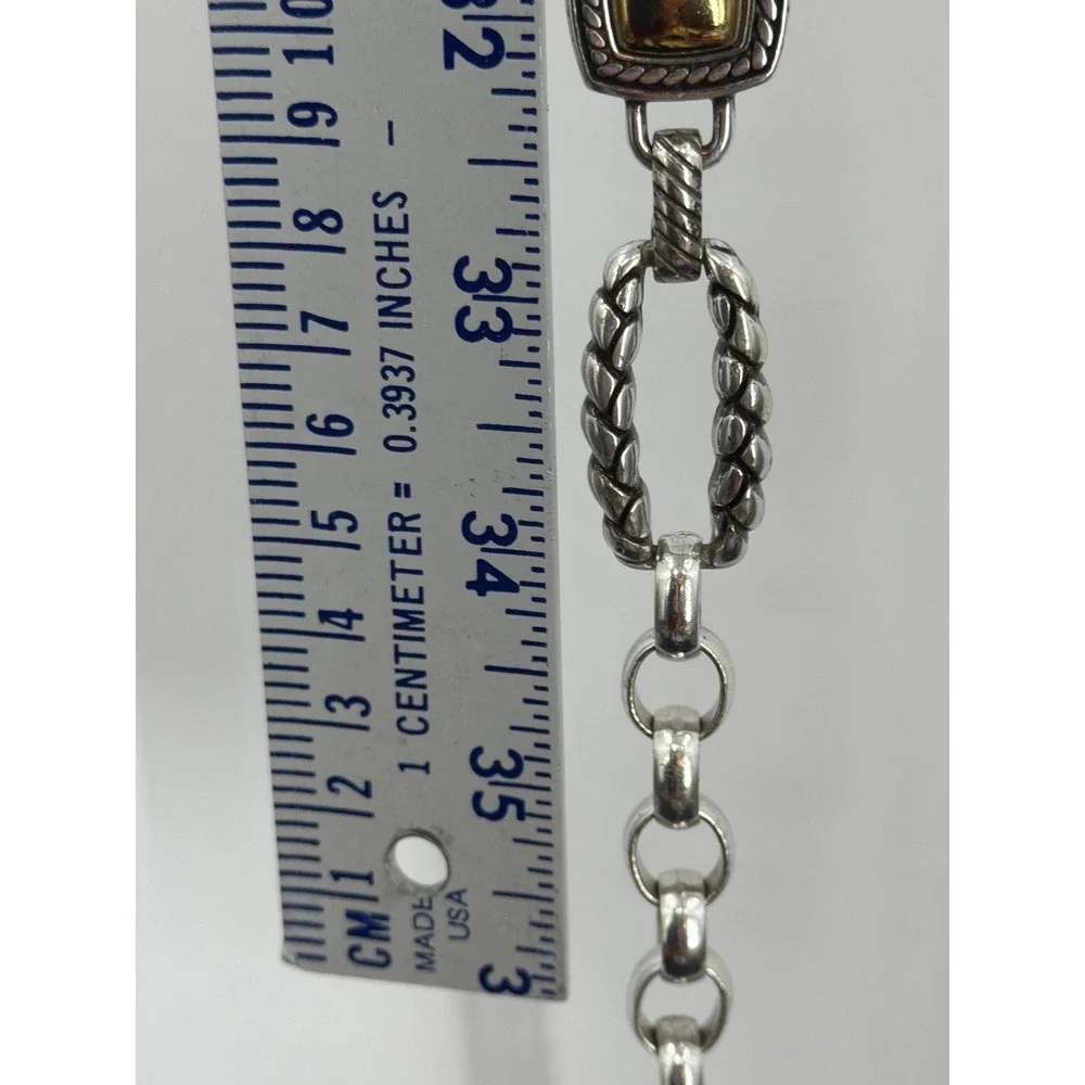 Brighton Mixed Metal Silver Gold Tone Braided Rope Chain Belt Large 36 Inch